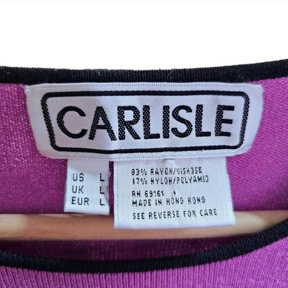Carlisle Colorblock Ponte Knit Sweater Sz Large Womens Pink Black Stretch Office - Picture 9 of 9